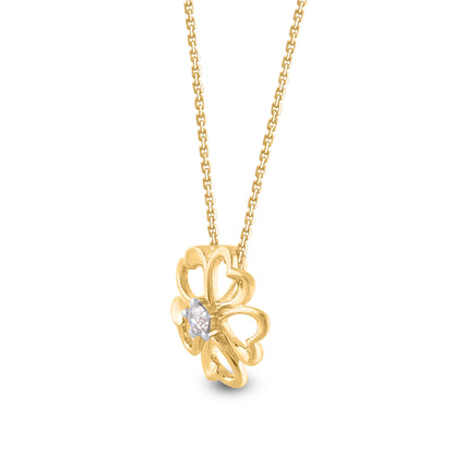 Clover Flower Pendant Necklace in Gold Plated 925 Sterling Silver
