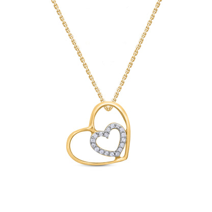 Double Open Heart Pendant Necklace in 18K Rose Gold Plated 925 Sterling Silver