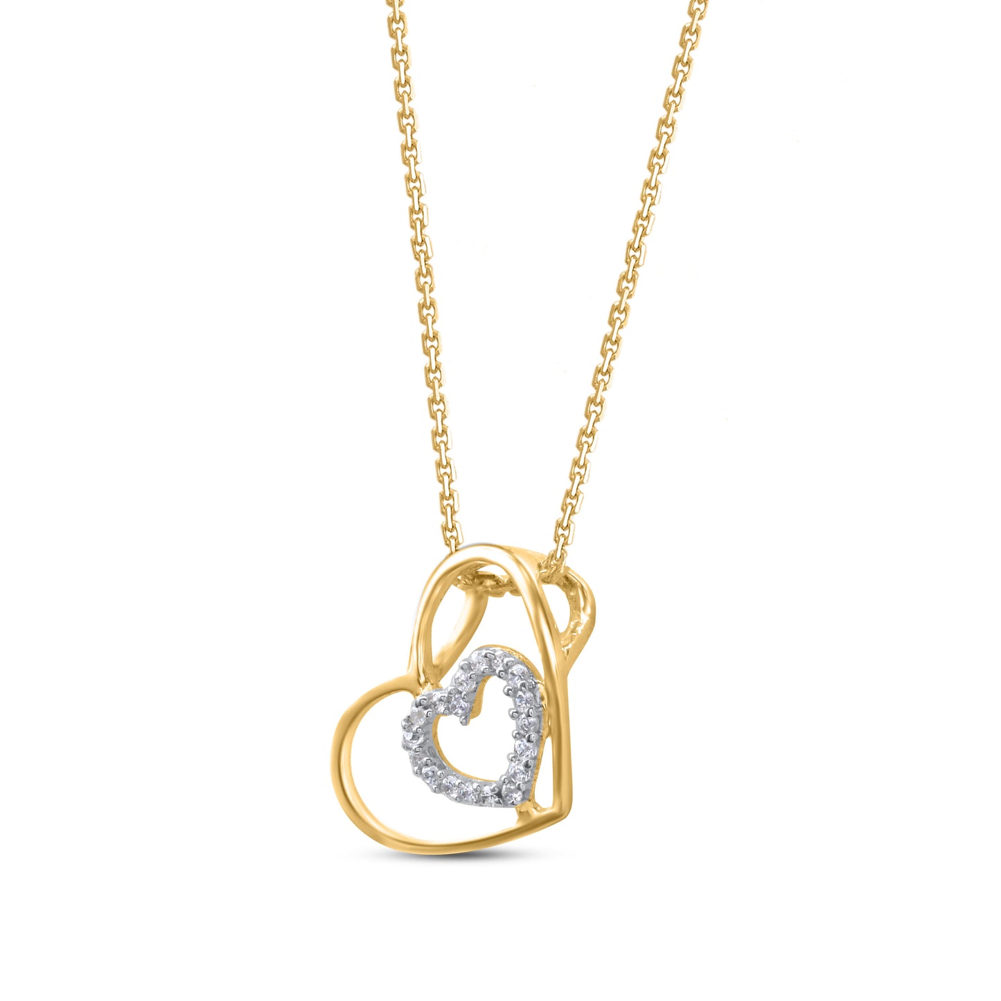 Double Open Heart Pendant Necklace in 10K Gold