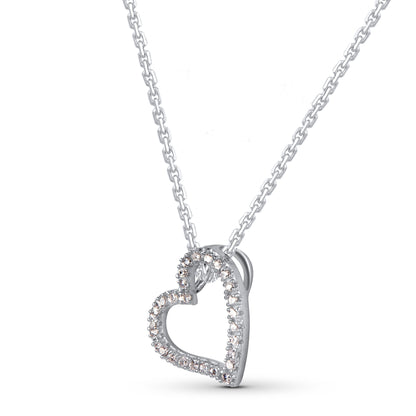Open Heart Pendant Necklace in 925 Sterling Silver