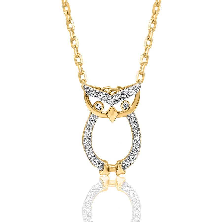 Owl Pendant Necklace in 10K Gold