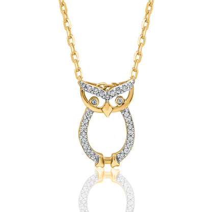Owl Pendant Necklace in 10K Gold