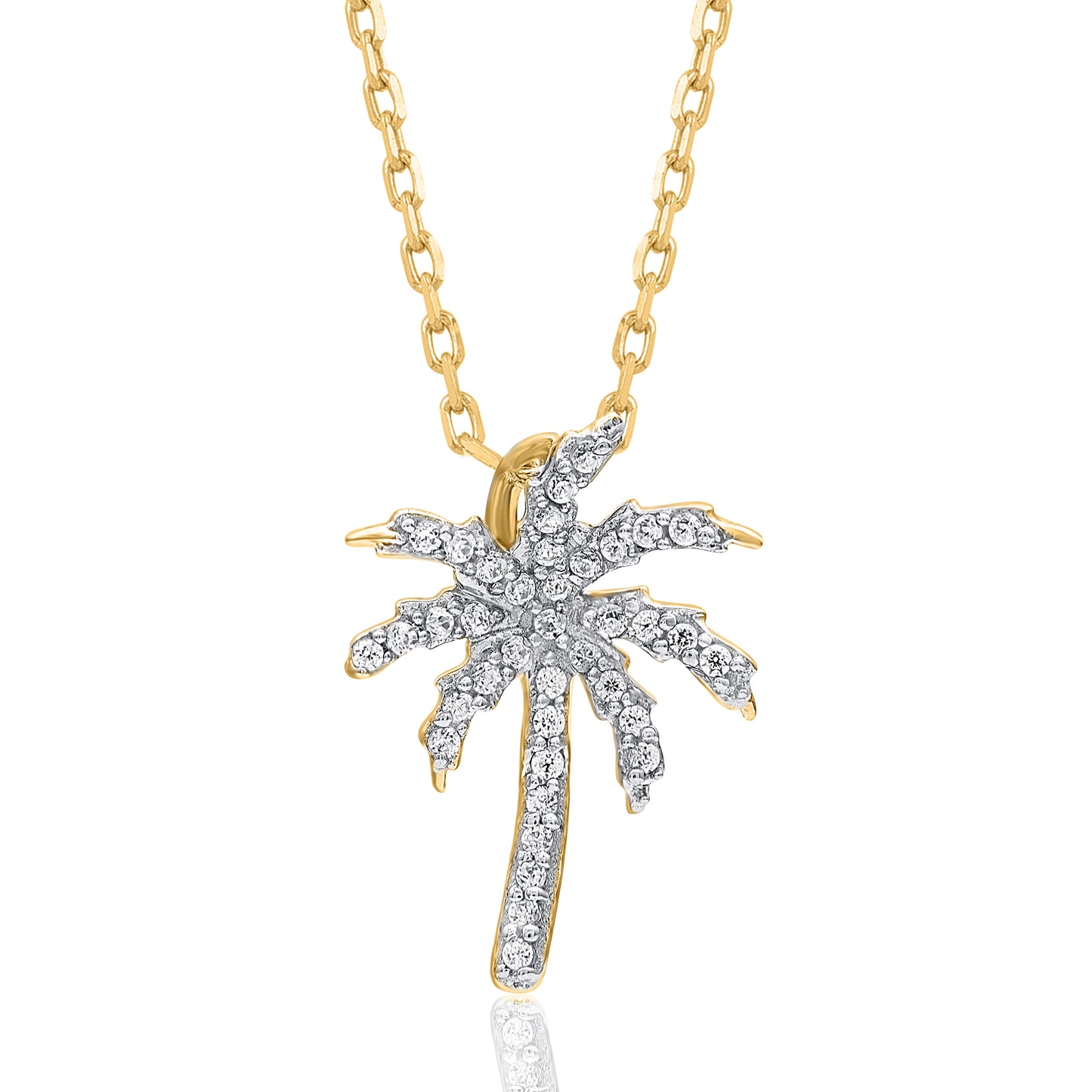 Palm Tree Pendant Necklace in 10K Gold