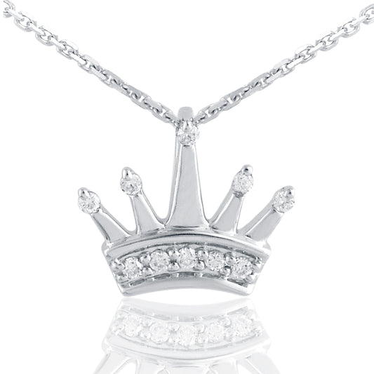 Tiara Queen Princess Crown Pendant Necklace in 10KT Gold