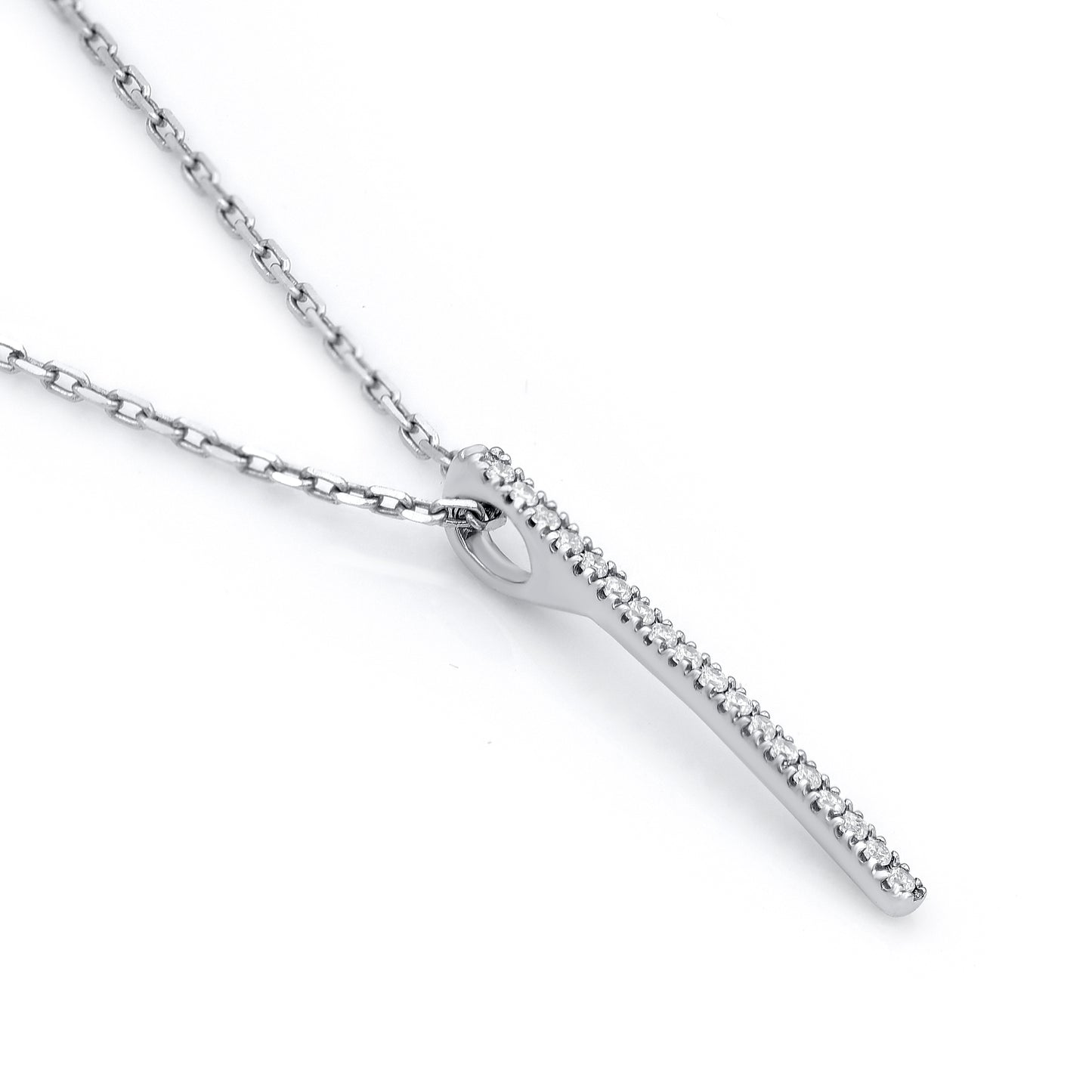 Vertical Bar Pendant Necklace in 925 Sterling Silver