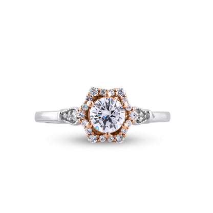 0.75 Carat Diamond Halo Engagement Ring in 14K Two-Tone Gold