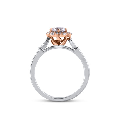 0.75 Carat Diamond Halo Engagement Ring in 14K Two-Tone Gold