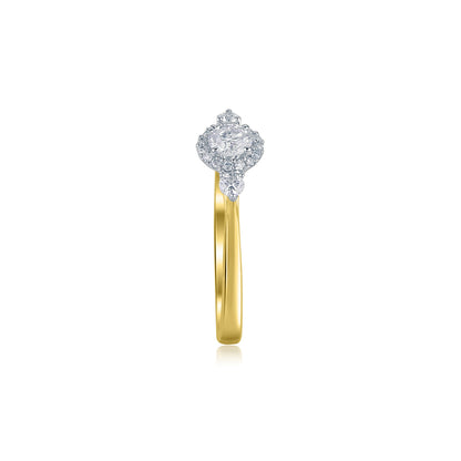 Diamond Frame Three Stone Ring in 10K Gold