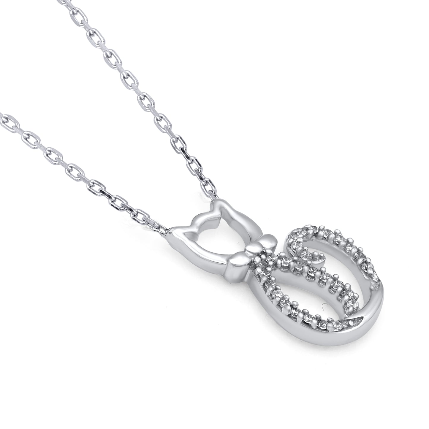 Dainty Cat Pendant Necklace in 925 Sterling Silver