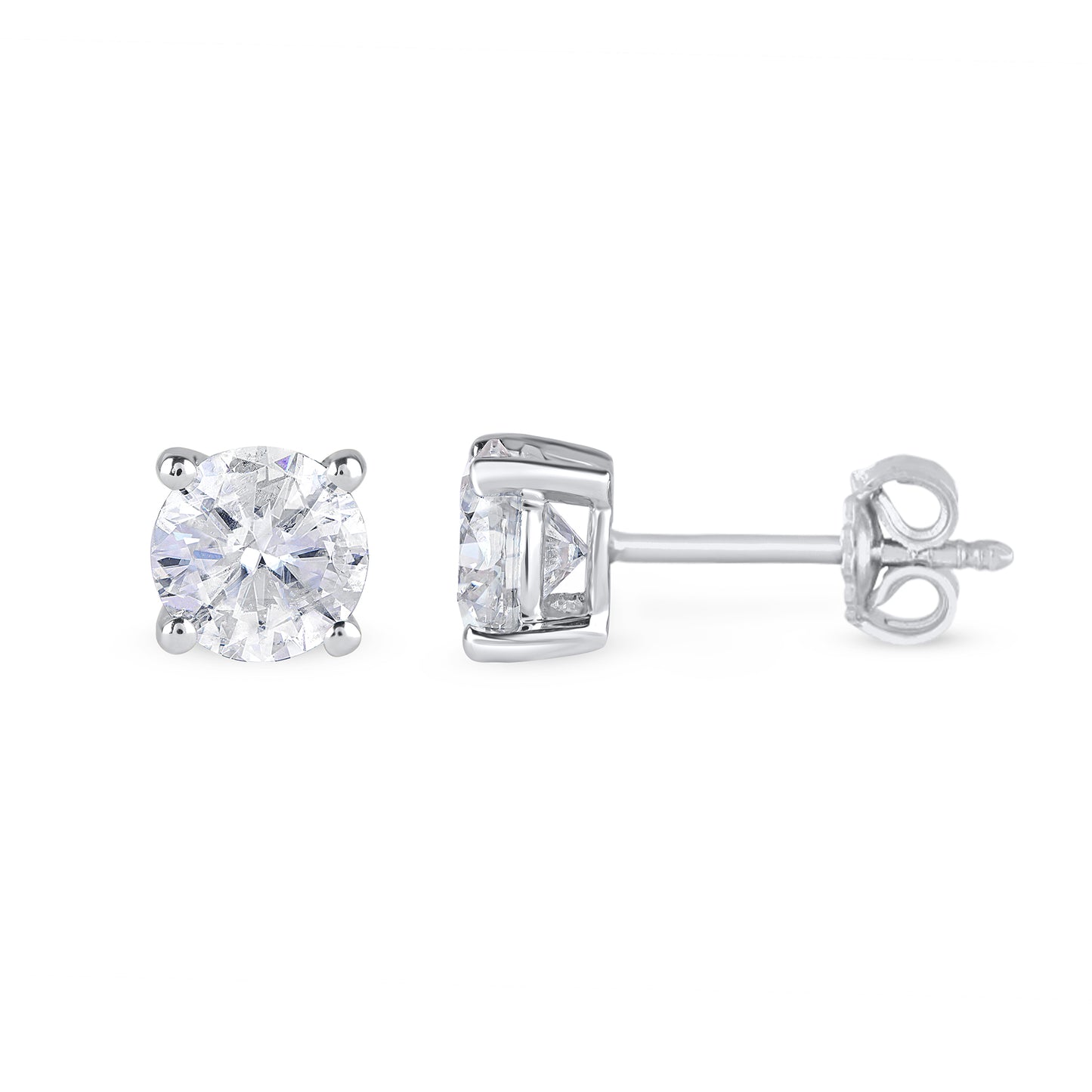 3/4 Carat Solitaire Stud Earrings with Friction Back in 10K Solid Gold