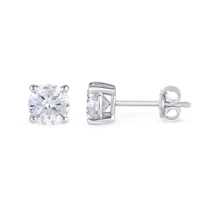 3/4 Carat Solitaire Stud Earrings with Friction Back in 10K Solid Gold