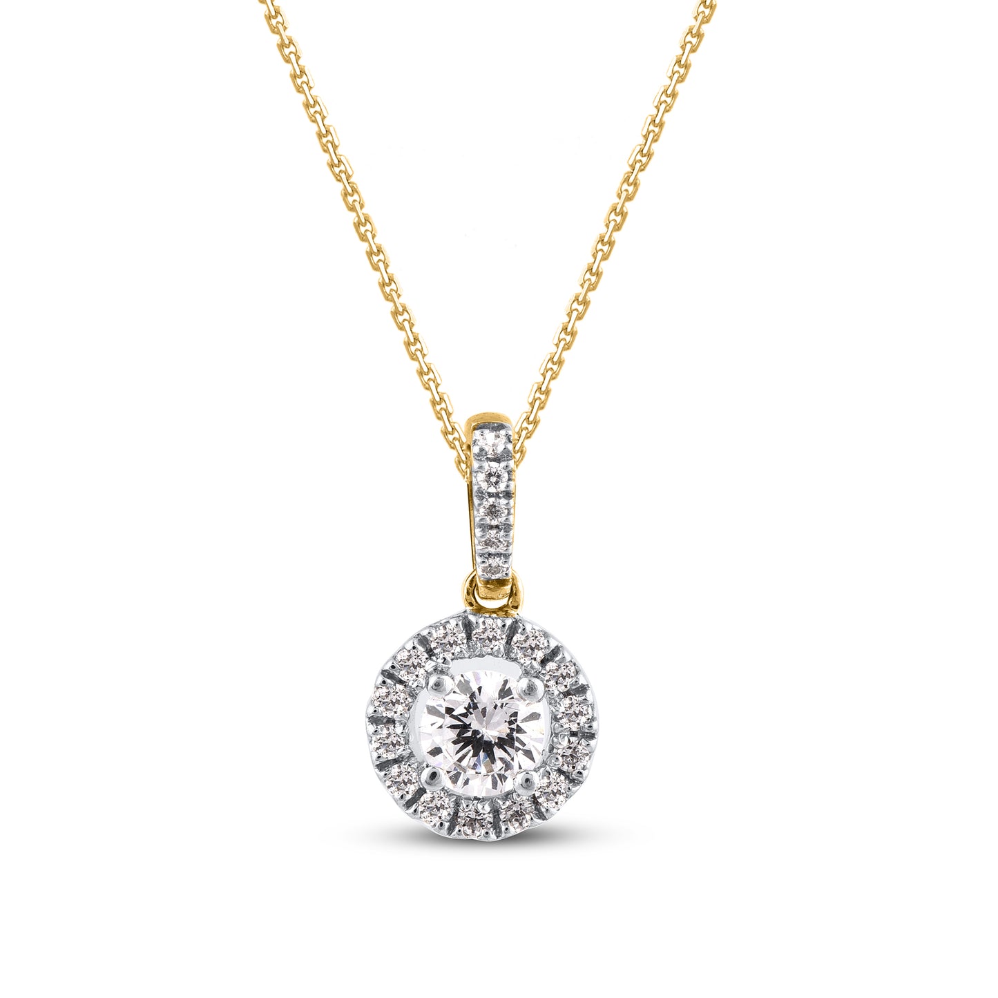 Dangling Halo Drop Pendant Necklace in 10K Gold