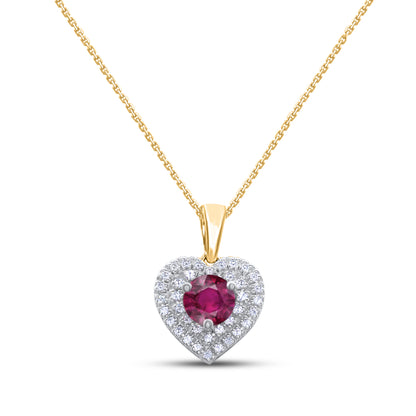 Ruby Heart Pendant Pendant Necklace in 10K Gold