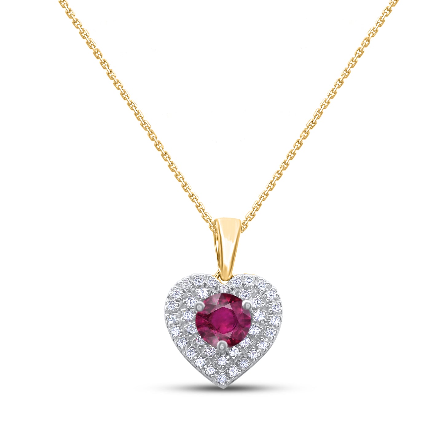 Ruby Heart Pendant Pendant Necklace in 10K Gold