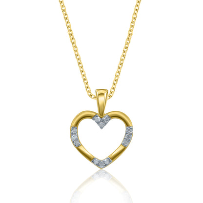 Heart Pendant Necklace in Gold Plated 925 Sterling Silver