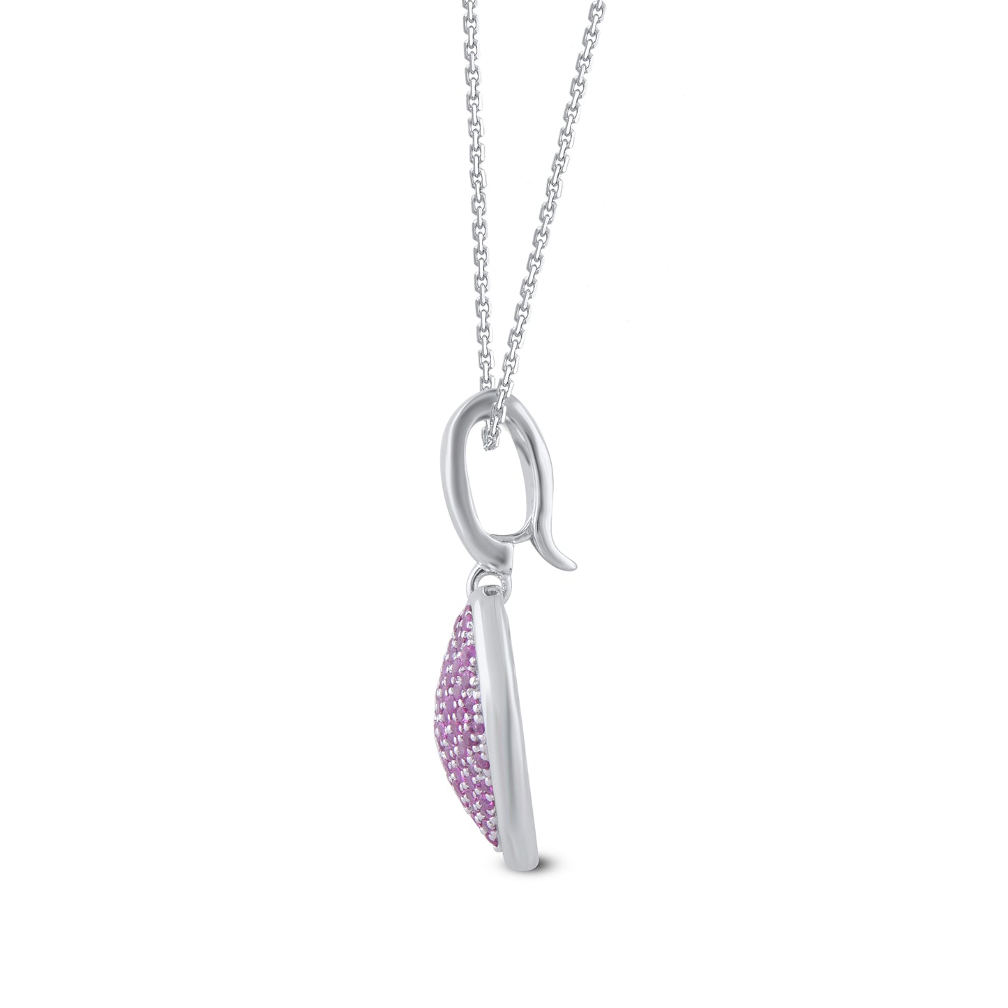 Pink Sapphire Heart Pendant Necklace in 925 Sterling Silver