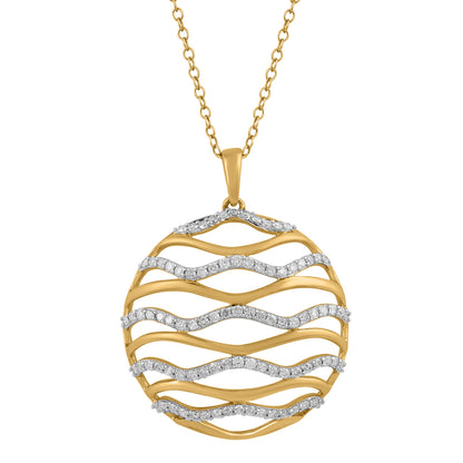 Circle Wave Pendant Necklace in 14K Gold