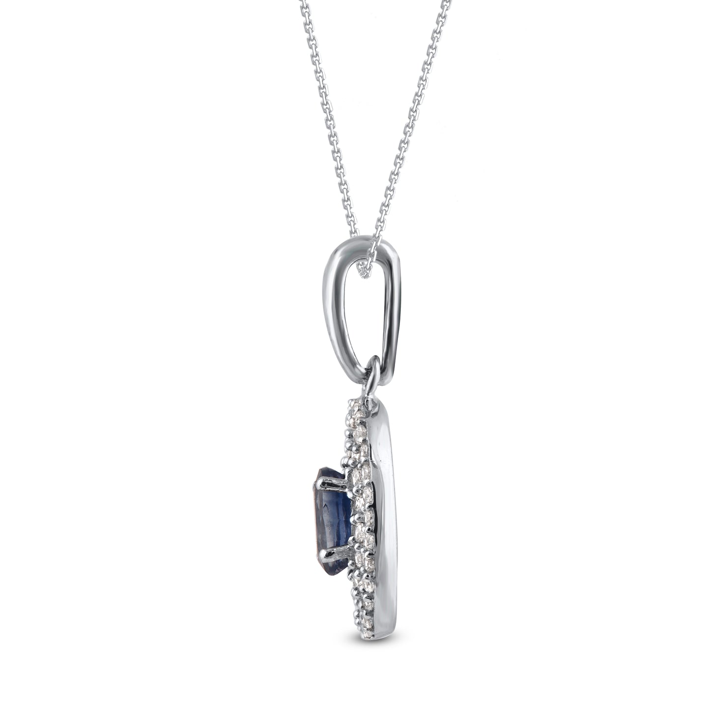 Blue Sapphire Pendant Necklace in 925 Sterling Silver