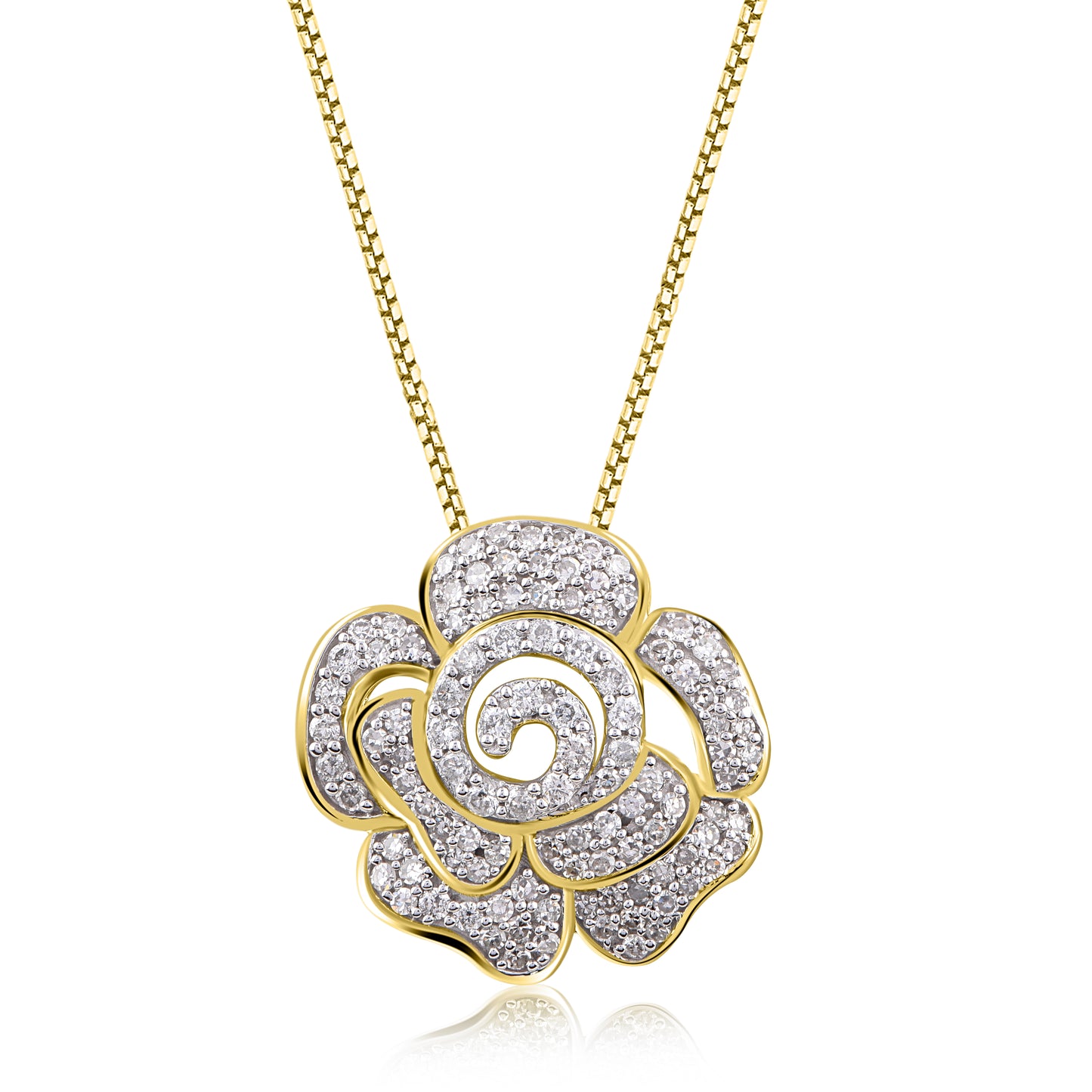 Rose Flower Pendant Necklace in 10k Gold