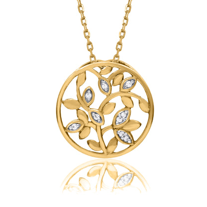 Tree of Life Diamond Pendant Necklace in 10K Gold