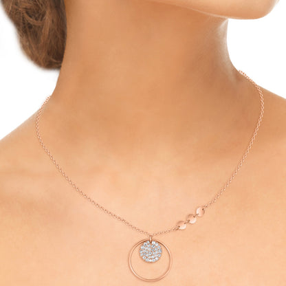Circle Pave Pendant Necklace in 10K Gold