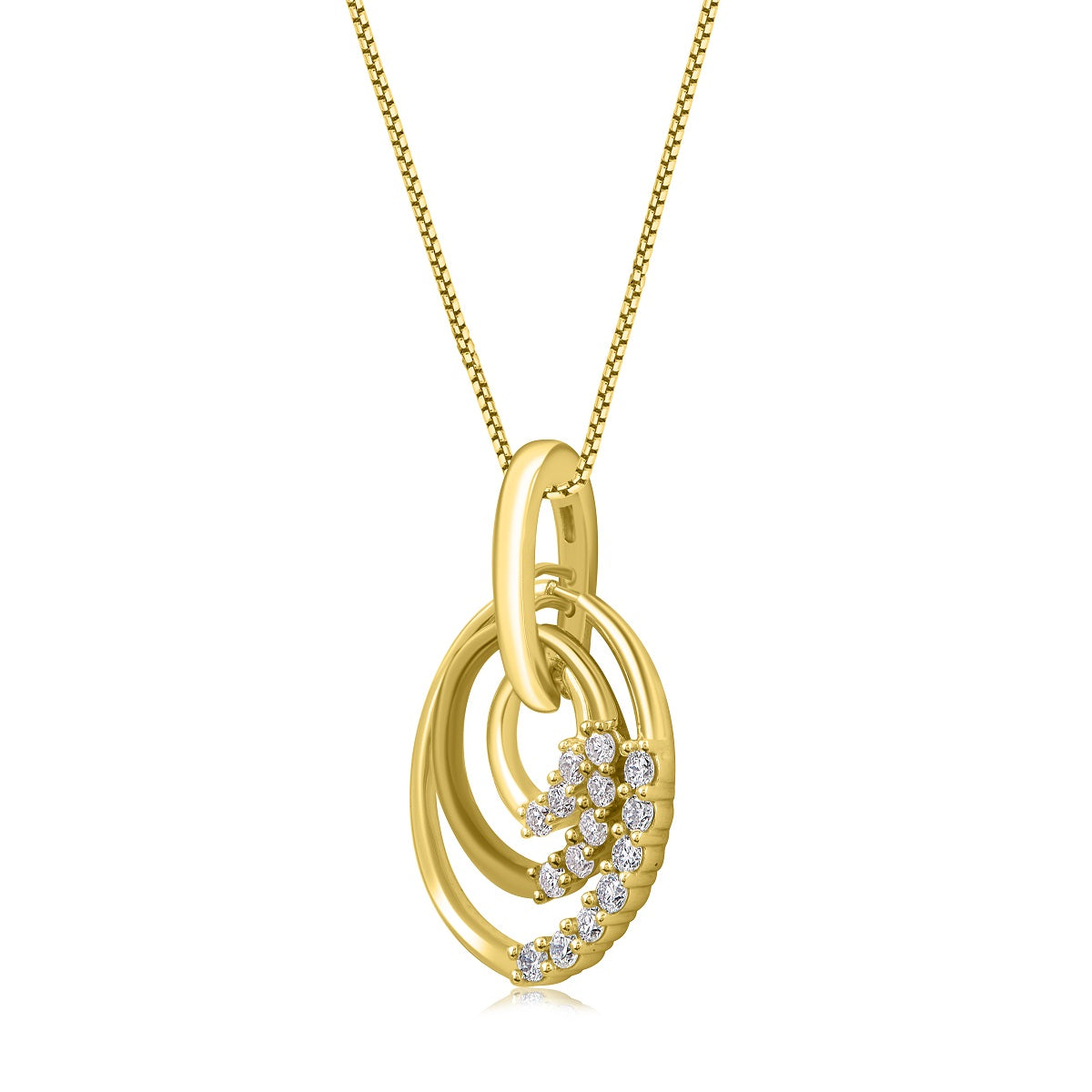 Open Oval Circle Natural Diamond Pendant Necklace in 10K Gold