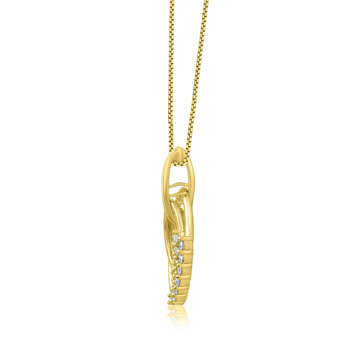 Open Oval Circle Natural Diamond Pendant Necklace in 10K Gold