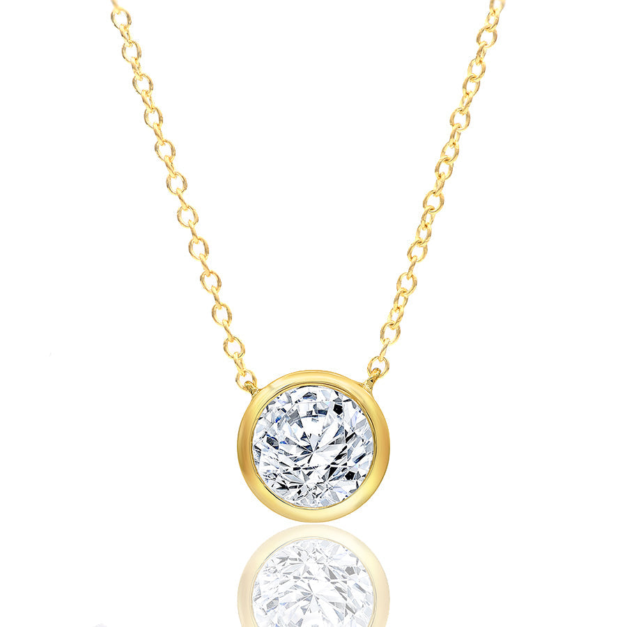 1 Carat Natural Diamond Halo Pendant Necklace in 10K Gold