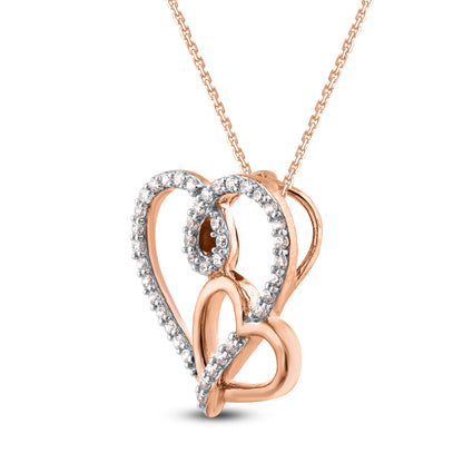 Interlocked Hearts Pendant Necklace in Gold Plated 925 Sterling Silver