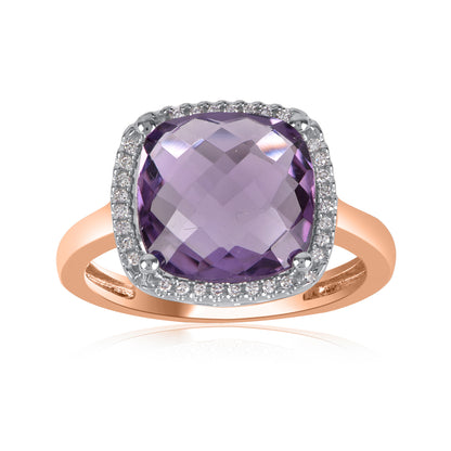 Amethyst Halo Ring in 10K Gold | 14K Gold