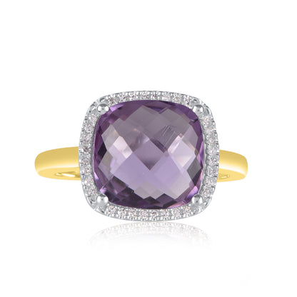 Amethyst Halo Ring in 10K Gold | 14K Gold