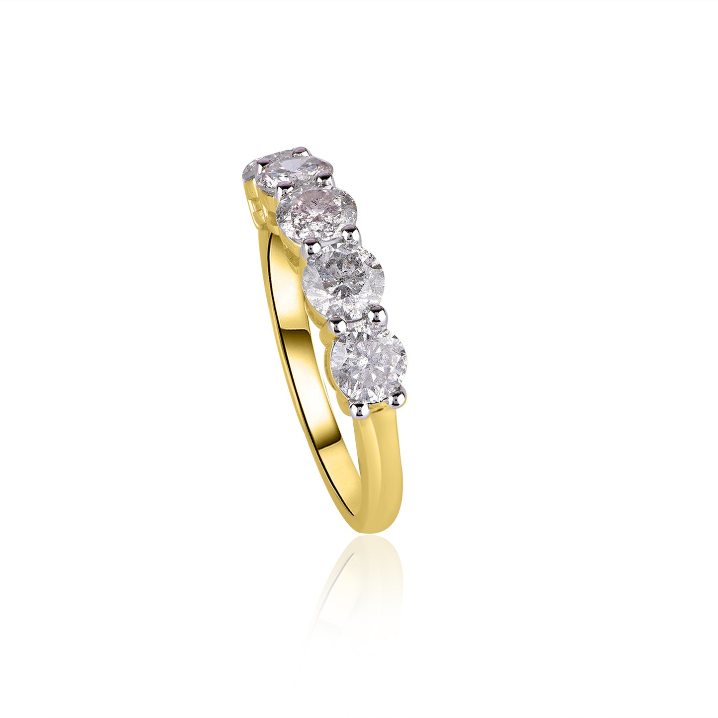 Five Stone Stackable Wedding Band Ring in 14K Gold