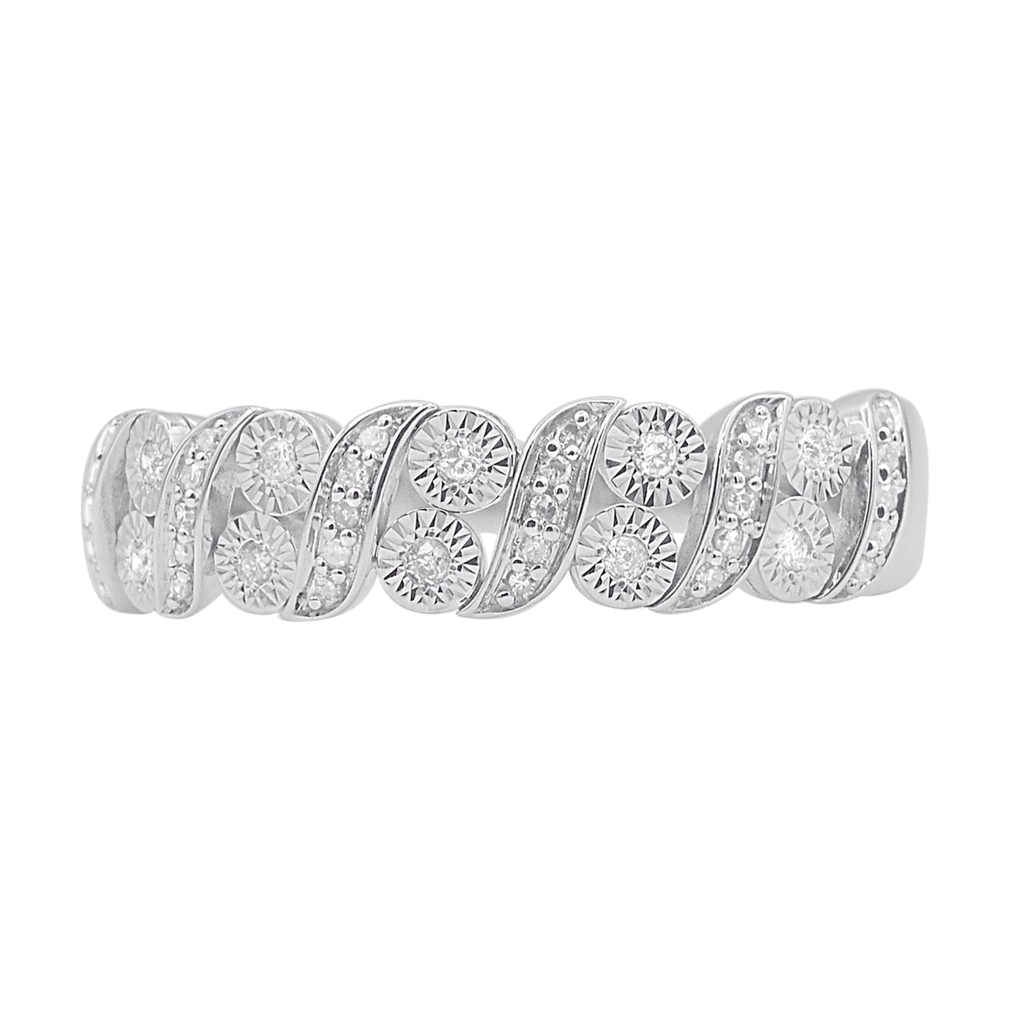 0.12 Carat Natural Diamond Wedding Band Ring 14K White Gold