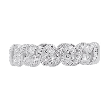 0.12 Carat Natural Diamond Wedding Band Ring 14K White Gold