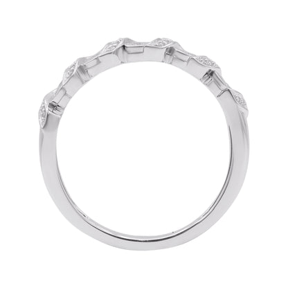 0.12 Carat Natural Diamond Wedding Band Ring 14K White Gold