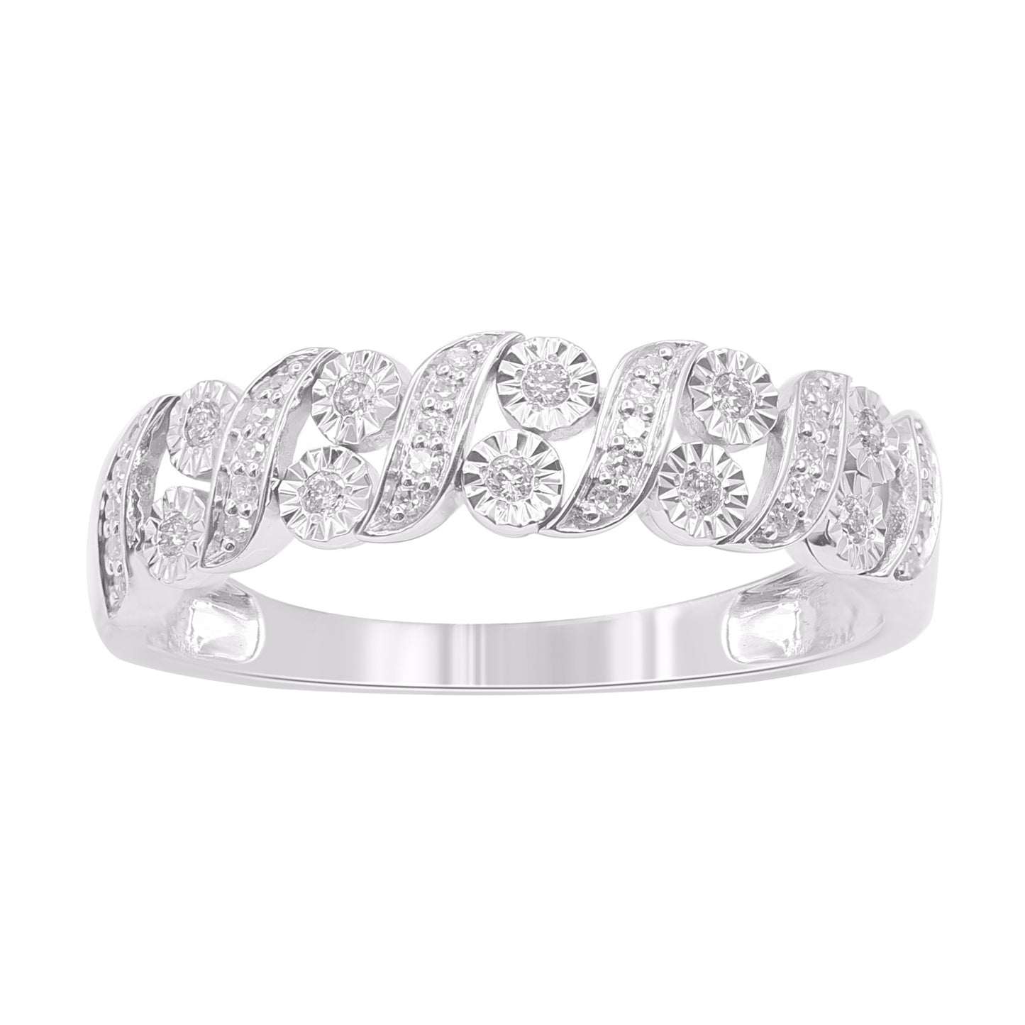 0.12 Carat Natural Diamond Wedding Band Ring 14K White Gold