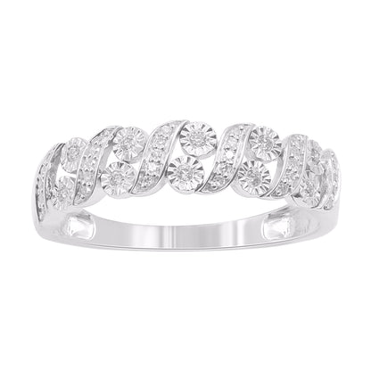 0.12 Carat Natural Diamond Wedding Band Ring 14K White Gold
