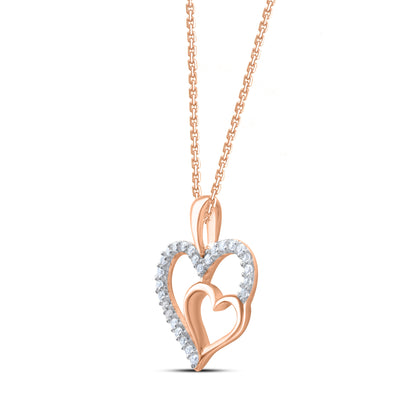 Double Heart Pendant Necklace in 10K Gold