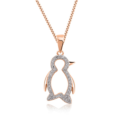 Baby Penguin Pendant Necklace in 10K Gold