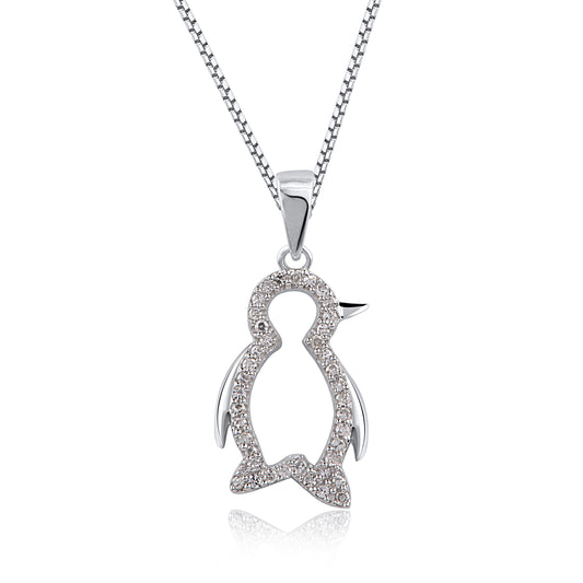 Baby Penguin Pendant Necklace in 925 Sterling Silver