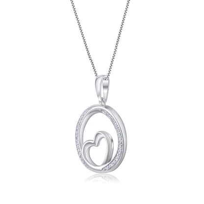 Eternity Circle Heart Pendant Necklace in 10k Gold