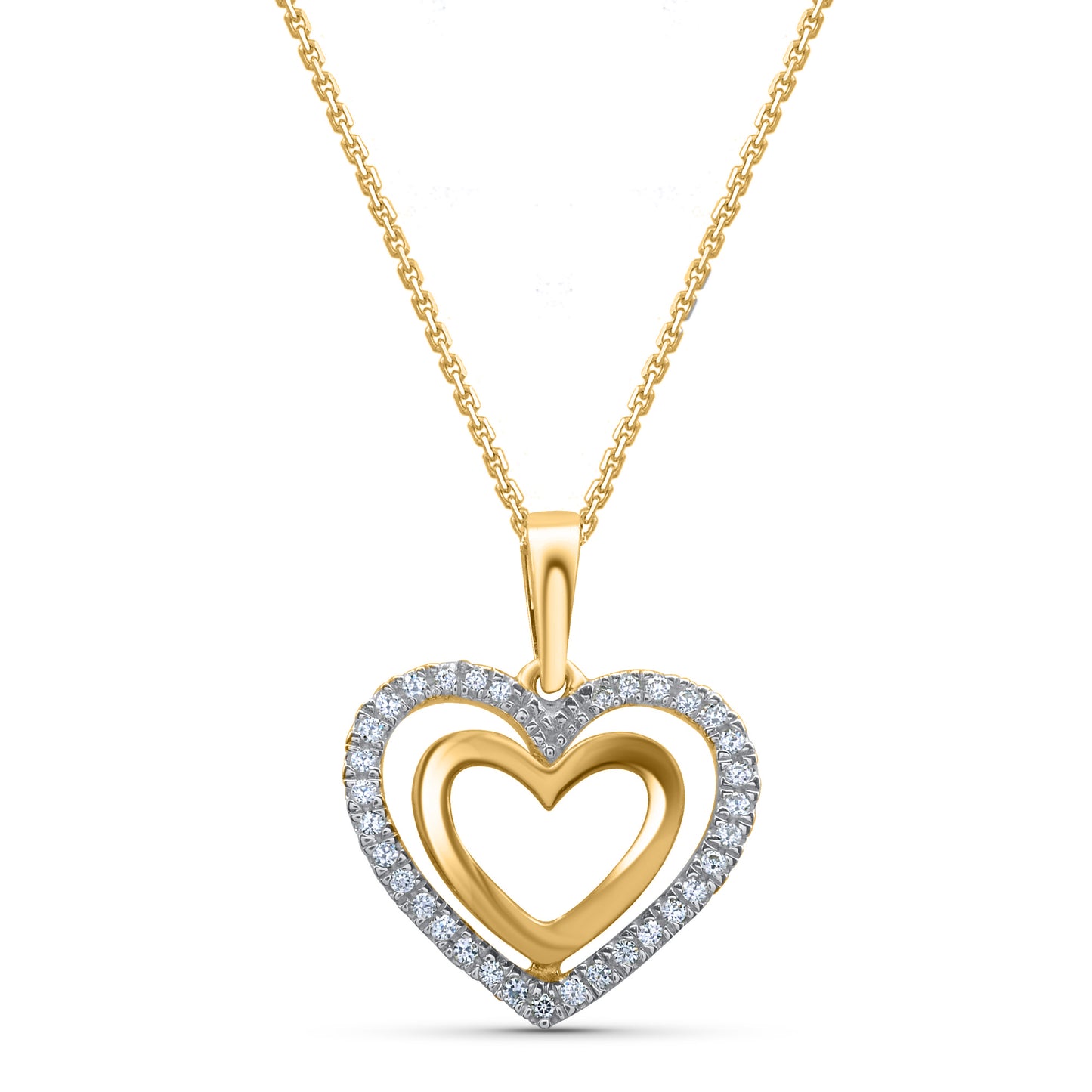 Double Heart Pendant Necklace in 10K Gold