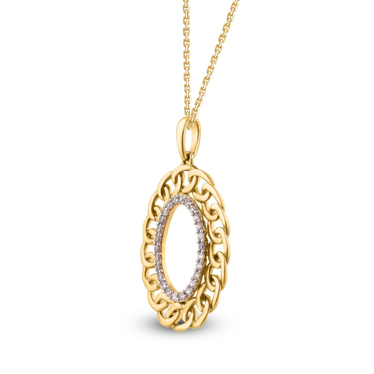 Interlocking Oval Pendant Necklace in Gold plated 925 Sterling
