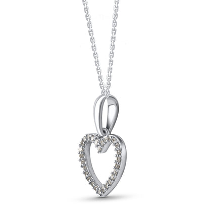 Accent Diamonds Heart Pendant Necklaces in 925 Sterling Silver