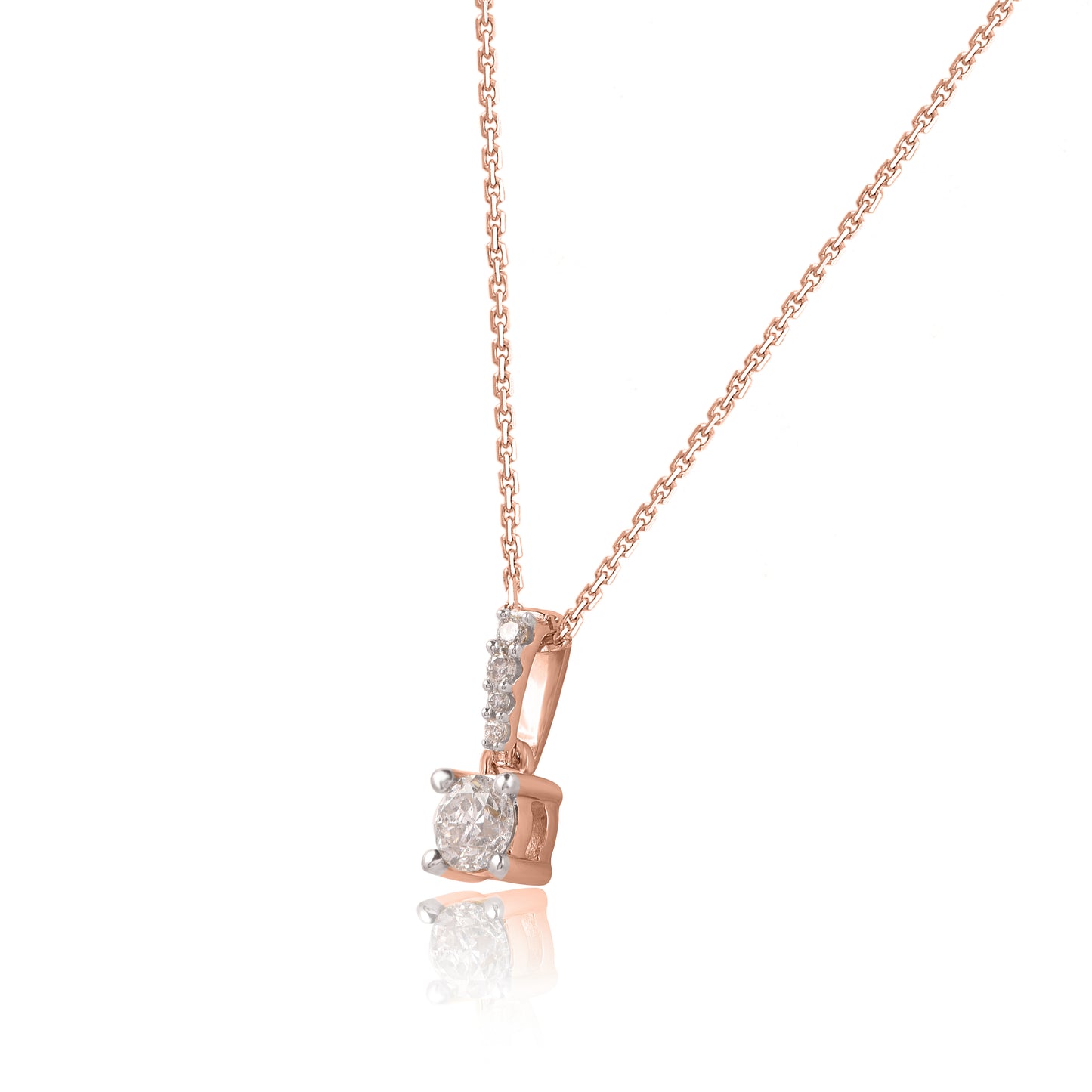 Solitaire Diamond Pendant Necklace in 10K Gold