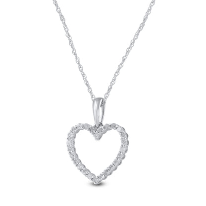 1/6 Carat Natural Diamonds Heart Pendant Necklace in 10k Gold