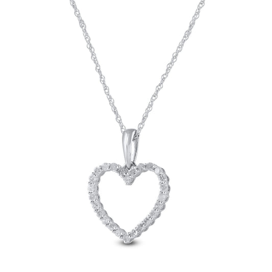 1/3 Carat Natural Diamonds Heart Pendant Necklace in 10k Gold