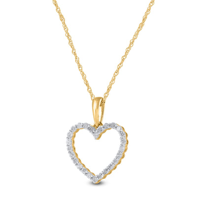 1/5 Carat Natural Diamonds Heart Pendant Necklace in 10k Gold