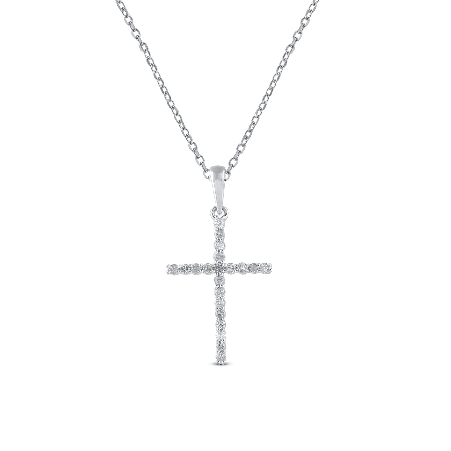 1 Carat Natural Round Diamonds Cross Pendant Necklace in 10K Gold