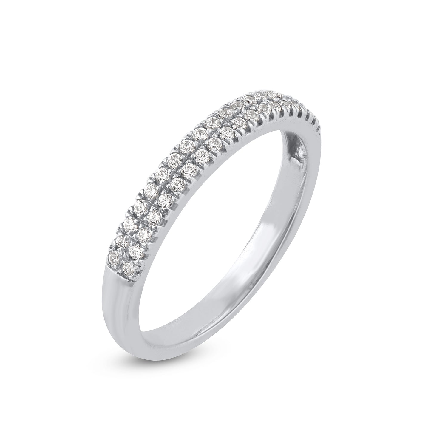 Two Lines Half Eternity Wedding Band in 10K White Gold
